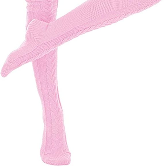 Knee High Socks Over The Knee Chunky Cable Knit Knee Highs Pink - Picture 10 of 15